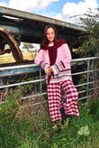 Nora Brushed Cotton Gingham Kick Pant Aubergine